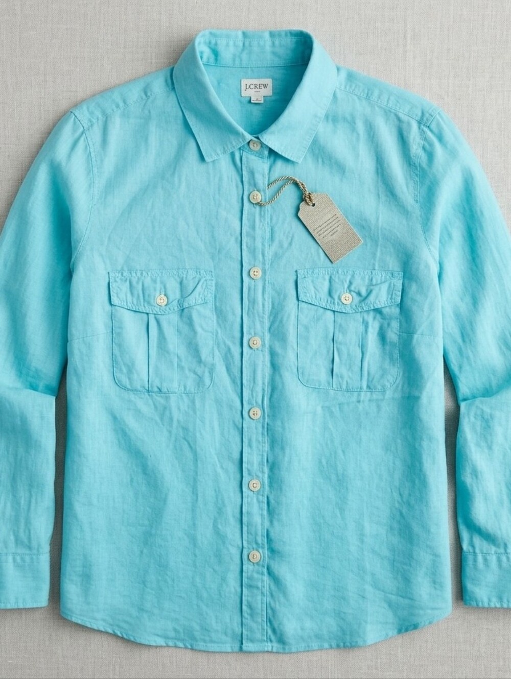 JCREW Turquoise Button-up Cotton Voile Camp Shirt - M